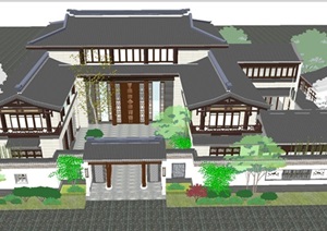古典中式独栋别墅SU(草图大师)模型