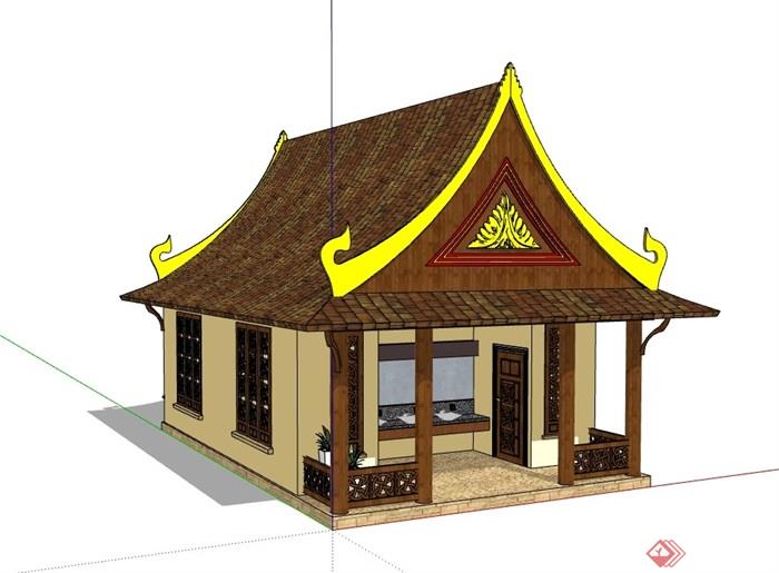公东南亚风格共卫生间建筑设计su模型