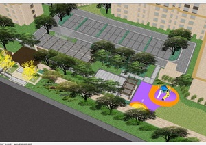 新中式西府大院小区大门与中庭景观SU(草图大师)模型