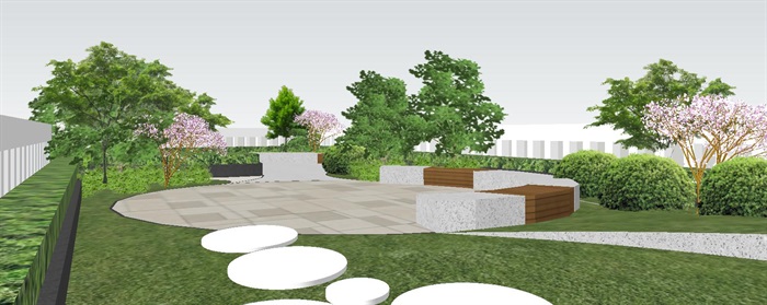 现代风格屋顶花园景观SU模型(1)
