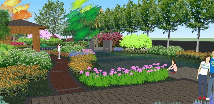 现代社区公园景观与植物配置SU模型(2)