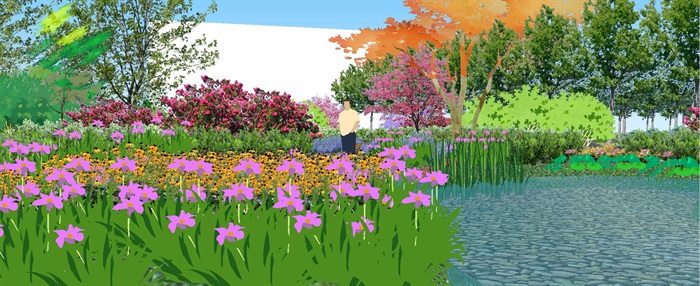 现代社区公园景观与植物配置SU模型(4)