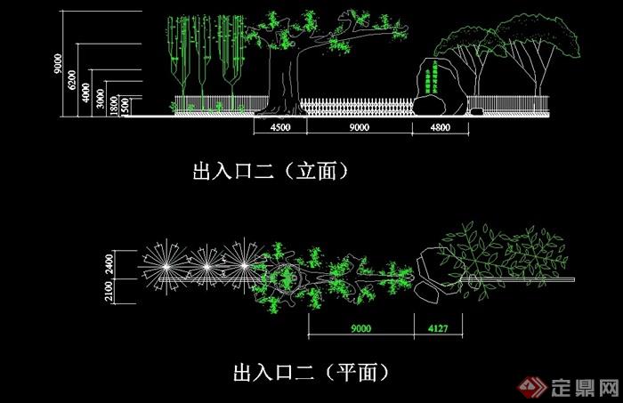 园林景观大门设计cad施工图