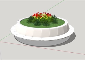 整体详细的圆形树池设计SU(草图大师)模型