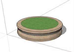 独特完整的圆形树池设计SU(草图大师)模型