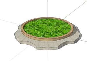 圆形树池完整设计SU(草图大师)模型