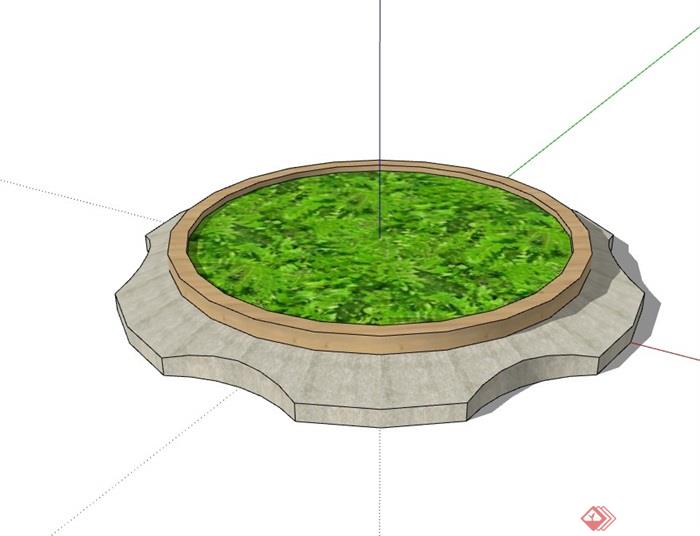 圆形树池完整设计su模型