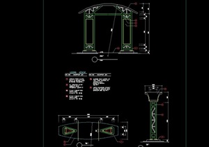 园林景观大门设计cad施工图