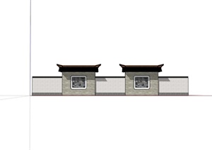 新中式风格详细围墙设计SU(草图大师)模型