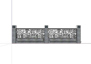 新中式完整的围墙设计SU(草图大师)模型