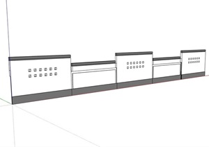 新中式完整的围墙设计SU(草图大师)模型