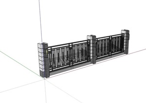 新中式独特详细完整的围墙设计SU(草图大师)模型