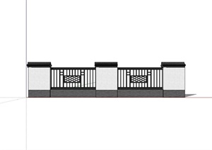 新中式详细的栏杆围墙设计SU(草图大师)模型