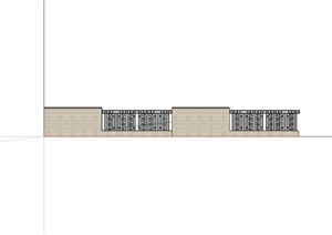 新中式围墙详细的设计SU(草图大师)模型