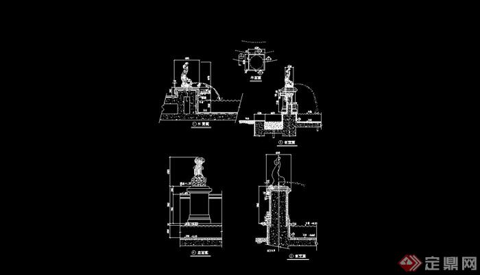 详细的完整雕塑喷泉水景cad方案