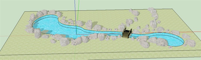 小桥假山驳岸石SU模型(3)