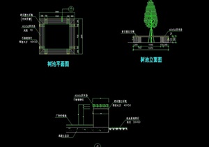 园林景观详细的方形树池设计cad施工图