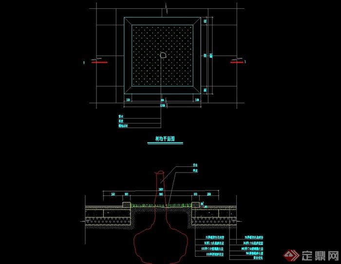 园林景观详细的种植树池设计cad施工图