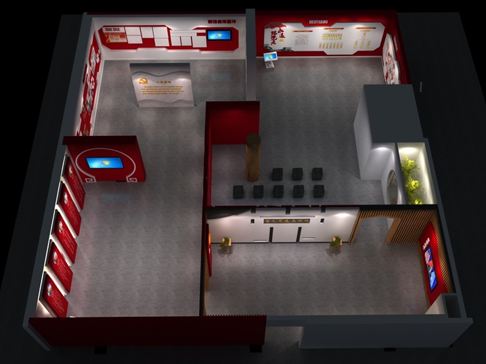 党建荣誉展厅展馆设计3D模型及效果图(12)