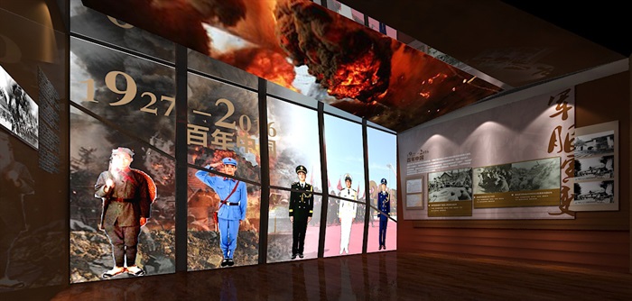 军服展厅、展览馆3D模型及效果图(2)
