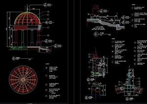 园林景观圆形节点亭子设计cad施工图