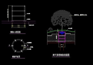 园林景观节点详细树池设计cad施工图