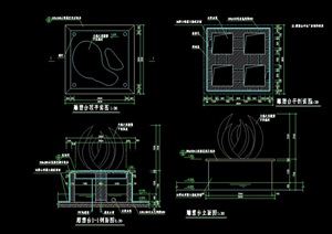 现代园林景观节点雕塑小品设计cad施工图