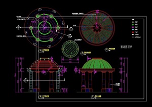 园林景观节点圆形亭子cad施工图