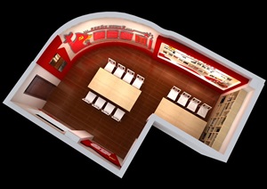 党建书房学习室荣誉展厅设计方案3D模型