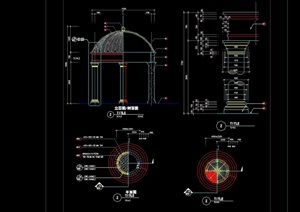 园林景观节点圆形亭子设计cad施工图