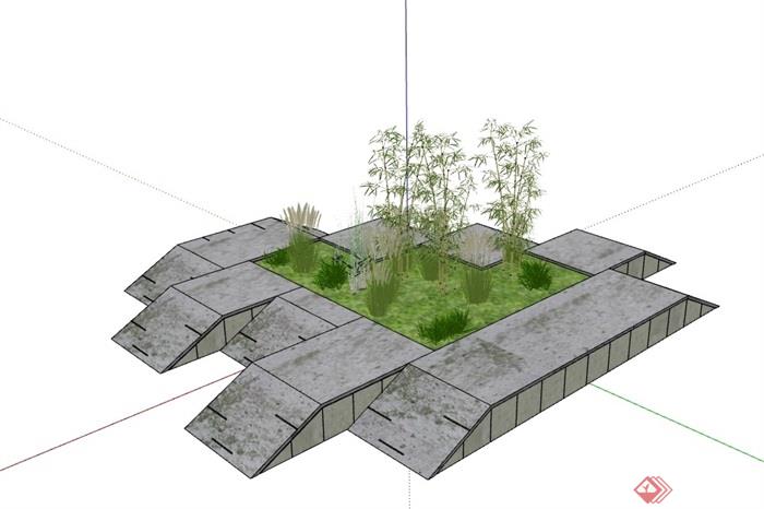 园林景观现代种植树池设计su模型