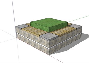 园林景观现代方形树池设计SU(草图大师)模型