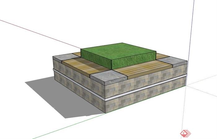 园林景观现代方形树池设计su模型