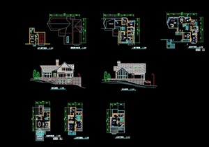 多种别墅建筑设计cad方案图