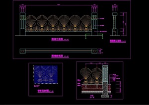 园林景观详细的围墙设计cad施工图