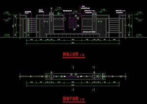 独特园林景观详细的围墙栏杆设计cad施工图