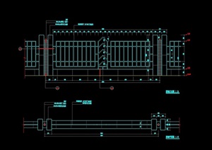 园林景观节点栏杆围墙设计cad施工图