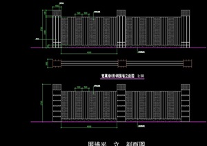 园林景观节点栏杆围墙素材设计cad施工图