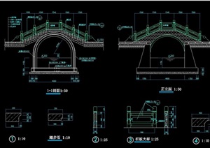 古典中式园林景观节点园桥设计cad施工图