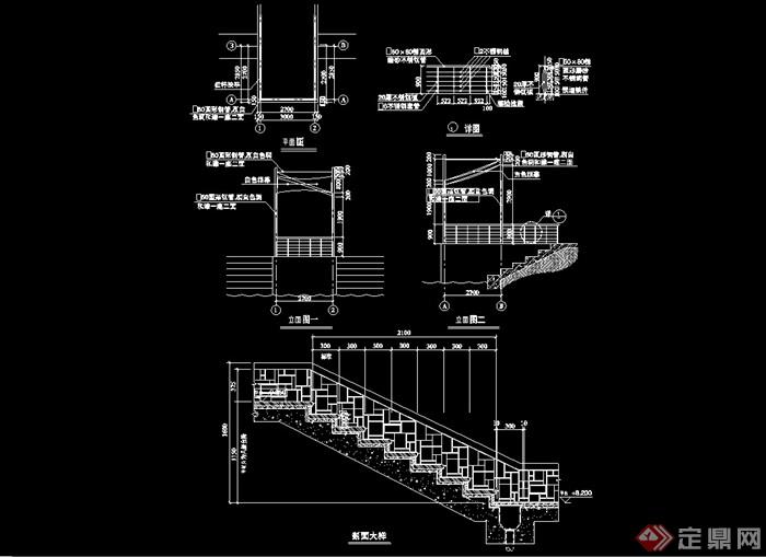园林景观节点楼梯栏杆设计cad施工图