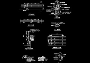 园林景观详细的完整木质栏杆素材cad施工图