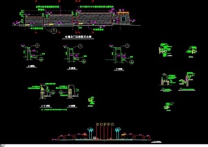 园林景观独特水池景墙素材cad施工图
