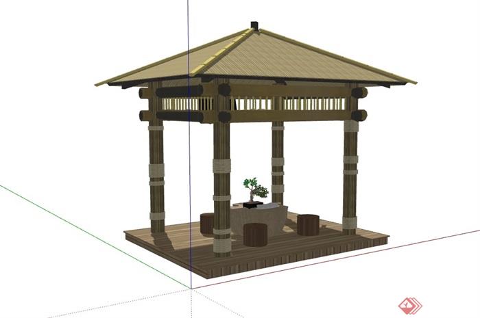 园林景观节点中式亭子素材设计su模型