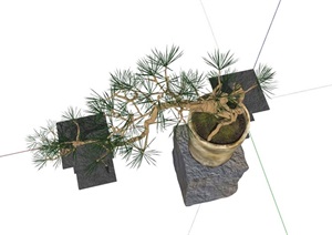 园林景观中式灯塔及盆栽小品设计SU(草图大师)模型
