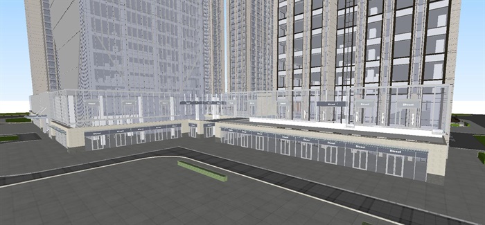 长安现代金融中心高层办公楼建筑SU模型(3)