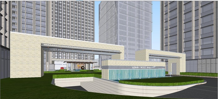 长安现代金融中心高层办公楼建筑SU模型(7)
