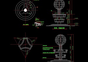 现代园林景观花球小品节点cad施工图