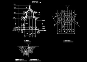 古典中式重檐亭详细设计cad施工图