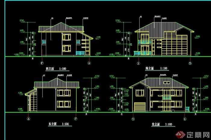 欧式风格详细的两层半住宅别墅设计cad施工图