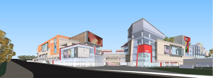 现代风格山地商业中心建筑与景观SU模型(5)